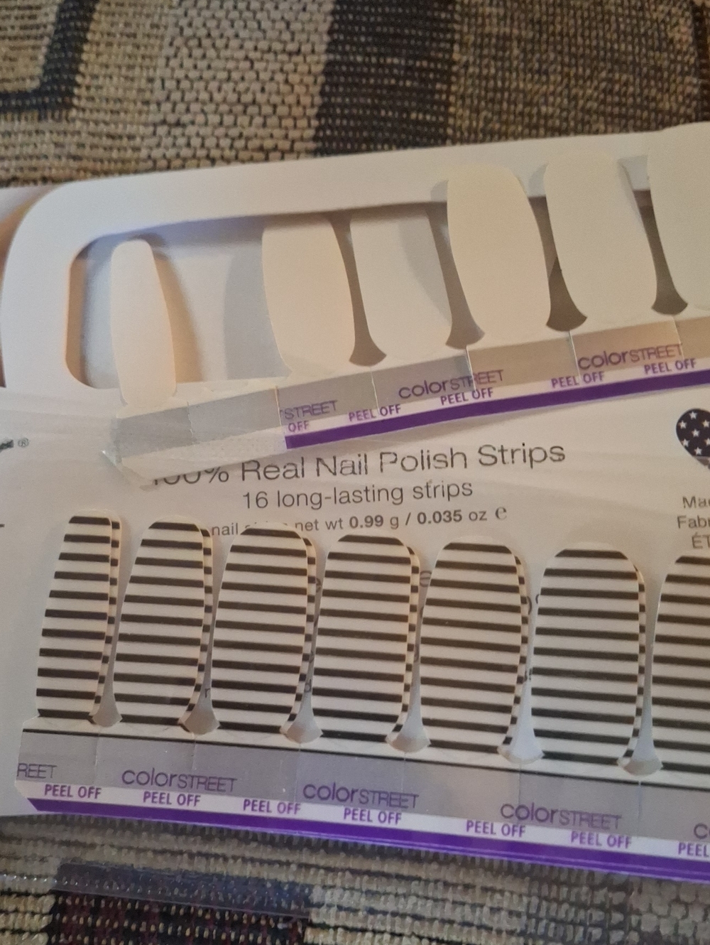 Color Street Black and White Striped Nail Polish Strips - 16 Long-Lasting Strips